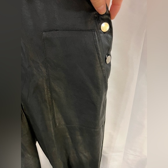 philanthropy xs Freja black faux leather overalls wide leg elastic end punk‌‌ - Picture 9 of 16